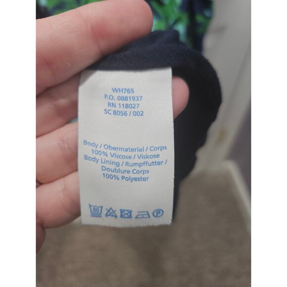 Boden Floral Dress Blue Green Midi V Neck 18L 18 Fit Flare - Picture 5 of 8